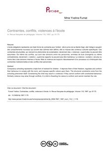 Contraintes, conflits, violences à l école - article ; n°1 ; vol.118, pg 61-70