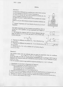 UTBM 2004 ps27 thermodynamique tronc commun semestre 1 partiel