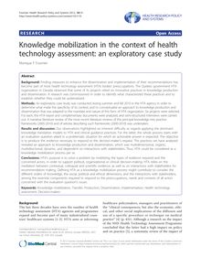 Knowledge mobilization in the context of health technology assessment: an exploratory case study