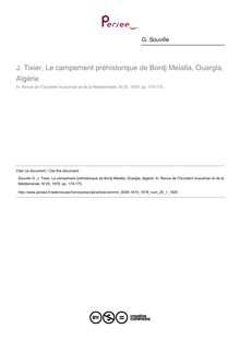 J. Tixier, Le campement préhistorique de Bordj Melalla, Ouargla, Algérie  ; n°1 ; vol.25, pg 174-175