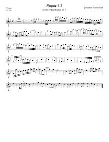 Partition ténor viole de gambe, octave aigu clef, Fugue en F major