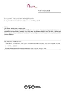 Le conflit national en Yougoslavie - article ; n°1 ; vol.33, pg 65-76