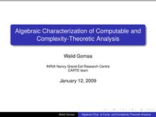 Algebraic Characterization of Computable and Complexity Theoretic Analysis