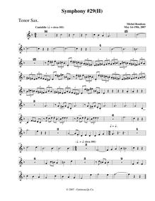 Partition ténor saxophone, Symphony No.29, B♭ major, Rondeau, Michel par Michel Rondeau