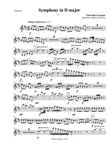 Partition violons II, Symphony en D major, GWV 546, Symphony No. 75 in D major