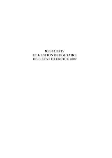 Résultats et gestion budgétaire de l Etat - Exercice 2009