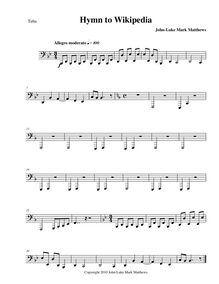 Partition Tuba, Hymn to Wikipedia, D major, Matthews, John-Luke Mark