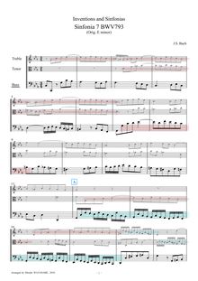 Partition viole de basse, 15 symphonies, Three-part inventions, Bach, Johann Sebastian par Johann Sebastian Bach