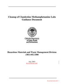 Cleanup of Clandestine Methamphetamine Labs Guidance Document - Draft  for comment