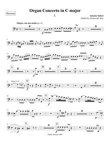 Partition basson, orgue Concerto en C major, C major, Salieri, Antonio