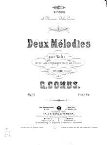 Score, 2 Melodies pour violon et Piano, Op.15, Deux mélodies, pour violon avec accompagnement de piano. Op. 15.