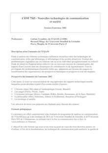 COM 7505 - Nouvelles technologies de communication et société