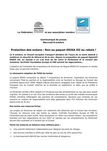 Protection des océans : Non au paquet ERIKA III au rabais !