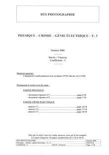 Physique chimie - Génie électrique 2006 BTS Photographie