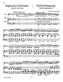 Partition No.12, Herbststimmung, partition de piano, 24 Caprices pour violon et Piano
