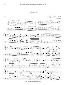 Partition , Élévation (Si bémol majeur), Recueil de Six Morceaux pour l’Orgue, Op.38