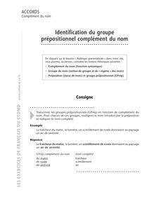Nom et déterminant, Identification du groupe prépositionnel complément du nom