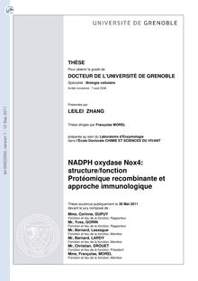 NADPH oxydase Nox4 : structure/fonction protéomique recombinante et approche immunologique, NADPH oxidase Nox4 : structure/function Recombinant proteomics and immunological approach