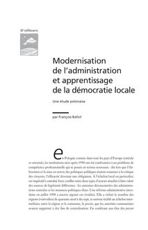 Modernisation de l administration et apprentissage de la démocratie locale. Une étude polonaise - article ; n°1 ; vol.9, pg 75-92