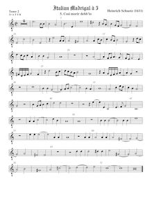 Partition ténor viole de gambe 3, octave aigu clef, italien madrigaux par Heinrich Schütz
