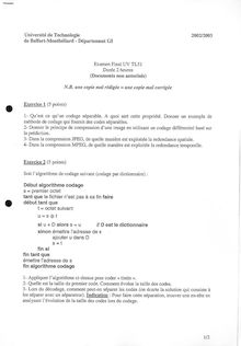 UTBM 2003 tl51 theorie de la communication : codage et transmission des donnees genie informatique semestre 2 final