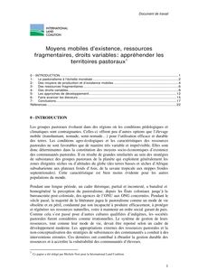 Moyens mobiles d'existence, ressources fragmentaires, droits ...