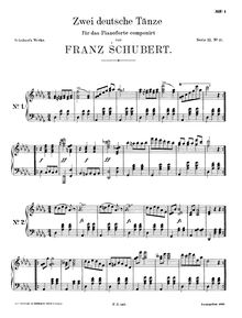 Partition complète, 2 German Dances D. 974, Schubert, Franz par Franz Schubert