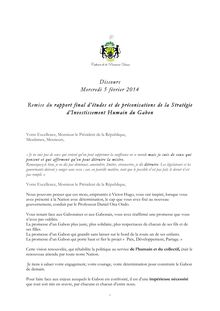Remise du Rapport final d’études et de préconisations de la Stratégie d’Investissement Humain du Gabon.