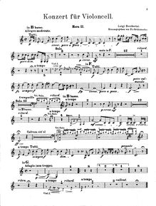 Partition cor 2 (B♭ basso, G), violoncelle Concerto en B♭ major G.482