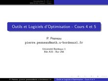 Outils et Logiciels d Optimisation - Cours 4 et 5