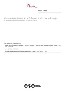 Commentaire de l article de F. Barran, V. Coudert et B. Mojon - article ; n°2 ; vol.12, pg 159-176