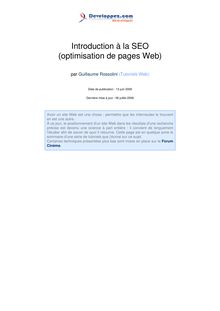 Introduction à la SEO  (optimisation de pages Web)