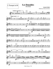 Partition trompette 1 (B♭), Les Danaïdes, Salieri, Antonio