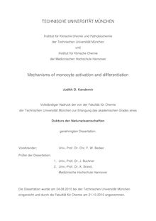 Mechanisms of monocyte activation and differentiation [Elektronische Ressource] / Judith D. Kandemir