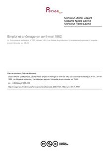 Emploi et chômage en avril-mai 1982 - article ; n°1 ; vol.151, pg 29-40