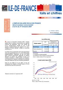 L emploi salarié en Ile-de-France dans le secteur concurrentiel à la fin du 2e trimestre 2007
