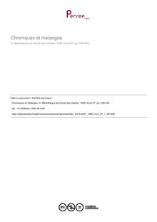 Chroniques et mélanges - article ; n°1 ; vol.97, pg 439-445