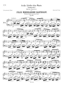 Partition complète (scan), chansons Without Words, Mendelssohn, Felix