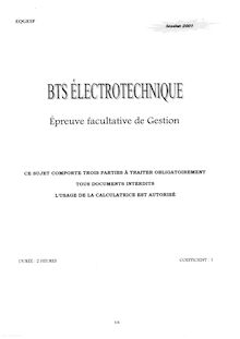 Gestion 2001 BTS Électrotechnique