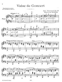 Partition complète, Concert Waltz No. 1, Op.47, Glazunov, Aleksandr