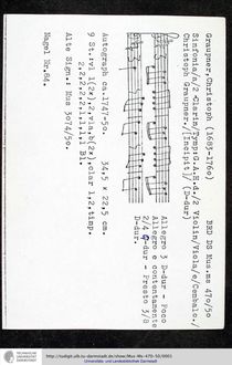 Partition complète et parties, Sinfonia en D major, GWV 523