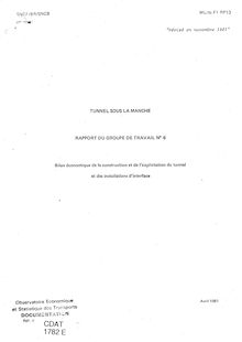 Tunnel sous la Manche. : E. Rapport du groupe de travail n°6. Bilan économique de la construction et de l exploitation du tunnel et des installations d interface - avril 1981 (révisé novembre 1981).