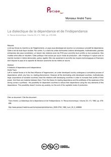 La dialectique de la dépendance et de l indépendance - article ; n°3 ; vol.33, pg 476-496