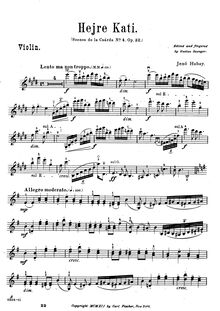 Partition de violon, Hejre Kati, Scènes de la Csárda No.4