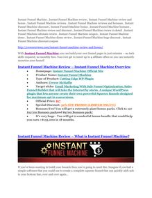 Instant Funnel Machine Review & Instant Funnel Machine $16,700 bonuses