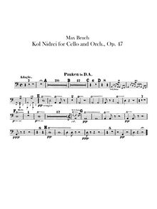 Partition timbales, Kol Nidrei, Kol Nidrei (Stimme des Gelübdes), Adagio for Cello and Orchestra