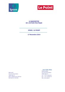 Baromètre Politique 18 Novembre 2014 - La cote d Hollande stable / celle de Nicolas Sarkozy en hausse