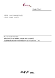 Pierre Vérin, Madagascar  ; n°1 ; vol.43, pg 202-202