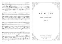 Partition complète et parties, Piano Trio No.1, D minor par Carl Gottlieb Reissiger