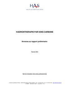 Hadronthérapie par ions carbone  rapport préliminaire - Hadronthérapie annexe